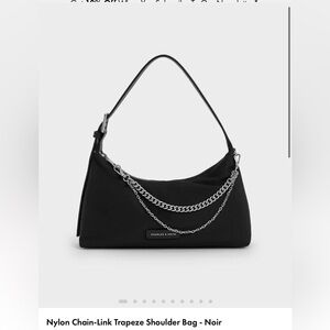 Charles & Keith Noir Nylon Chain Shoulder Bag